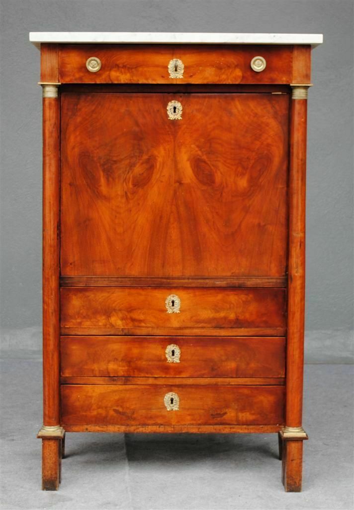Empire Style Flamed Mahogany Secretary From The 19th Century photo furniture