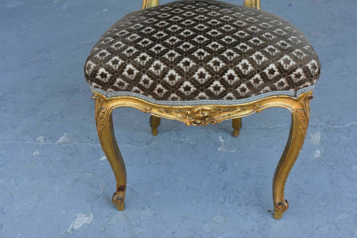 Louis XV Style Golden Wood Chair Genoa Velvet (Pair) photo Furniture