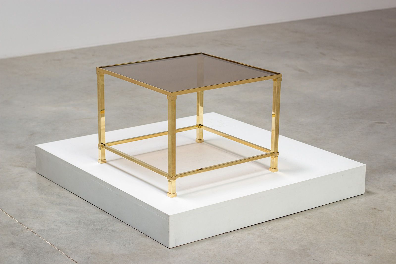 Pair Elegant French Brass Side Tables 1970 photo vinterior