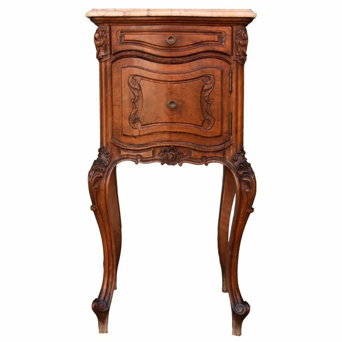 Louis XV Style Walnut Bedside Table From The Early 1900s