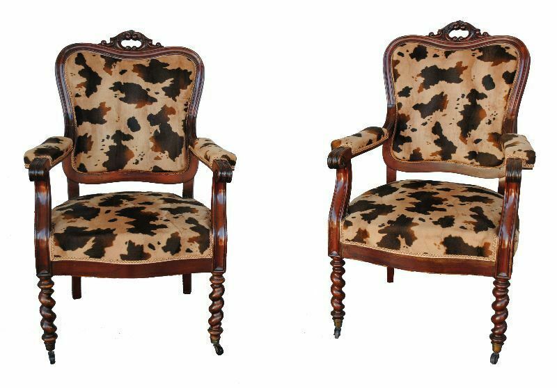 Napoleon III Period Armchairs Mahogany Spotted Velvet photo furniture
