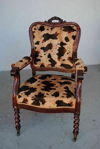 Napoleon III Period Armchairs Mahogany Spotted Velvet photo Furniture
