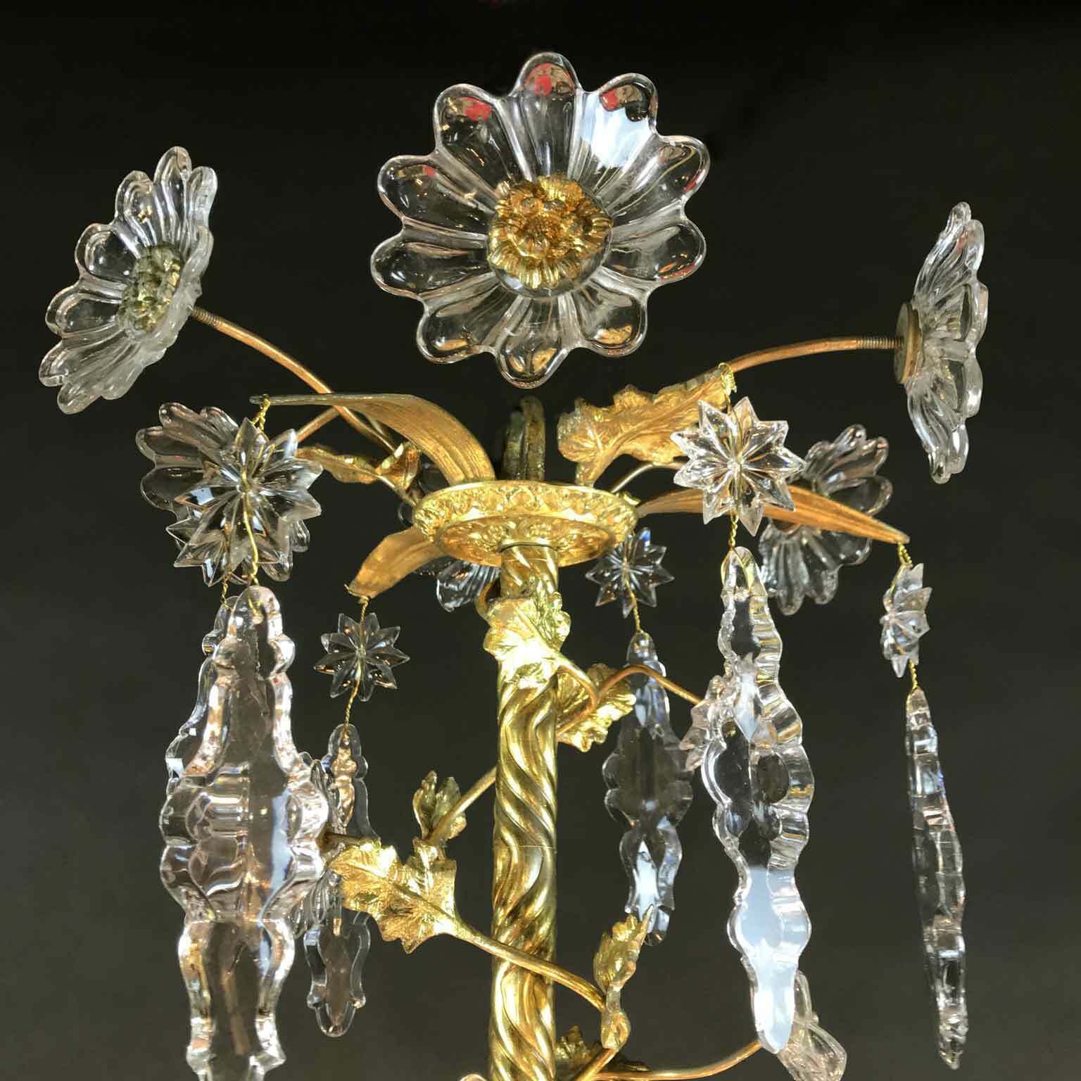 Lighting Antique French Golden Chandelier With Crystals photo