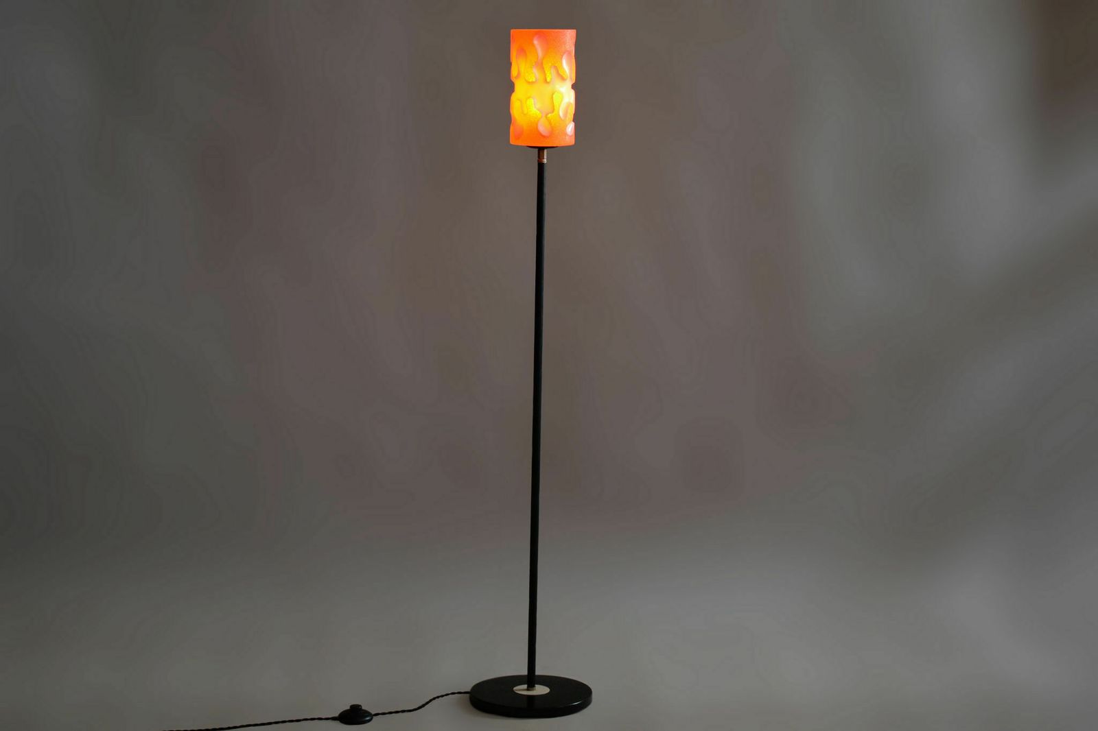 Original Midcentury Floor Lamp, New Electrification, Blackened Steel, Laminated Glass, Czechia, 1960s photo 650.0