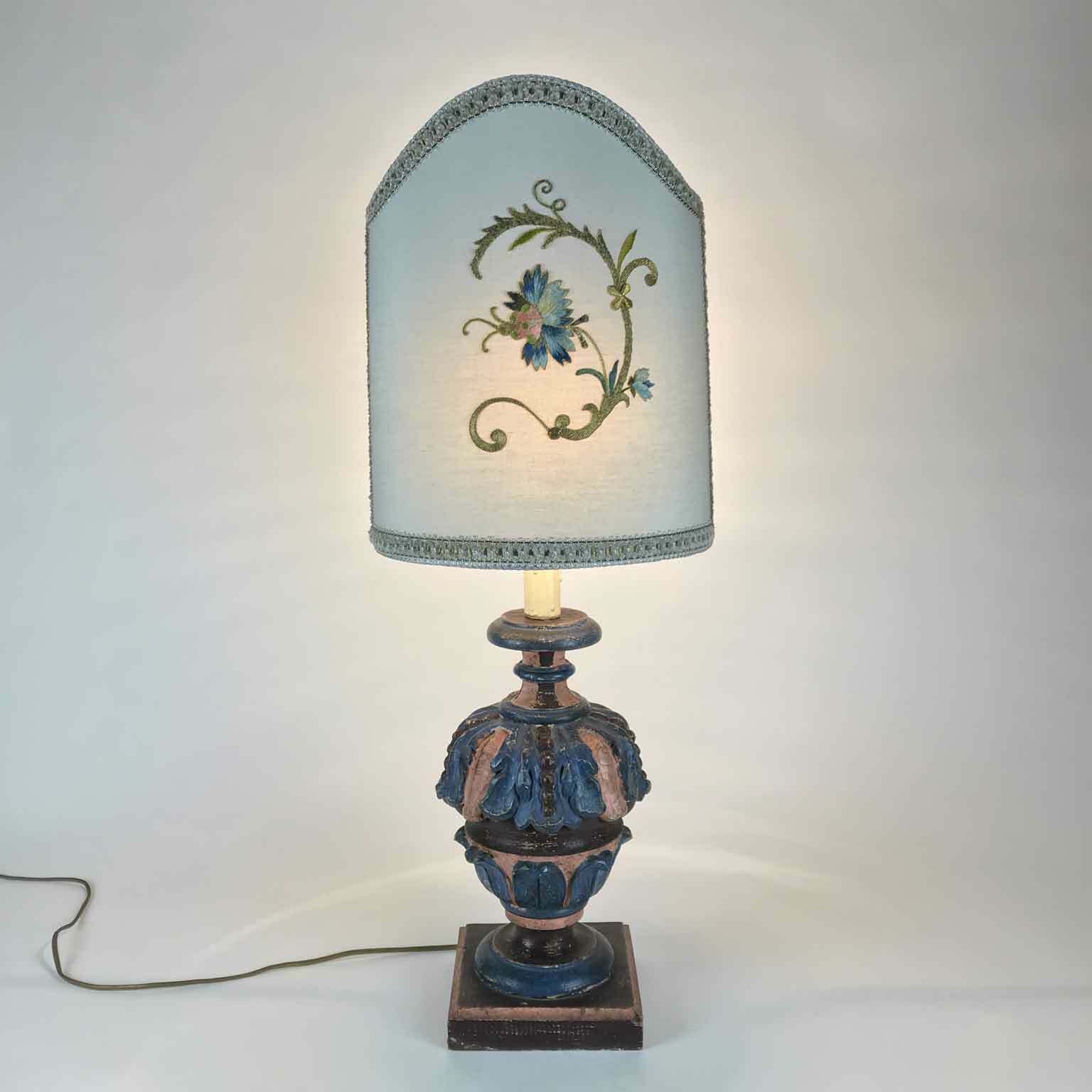 Pair Of Living Room Lamps With Antique Embroidery photo for sale