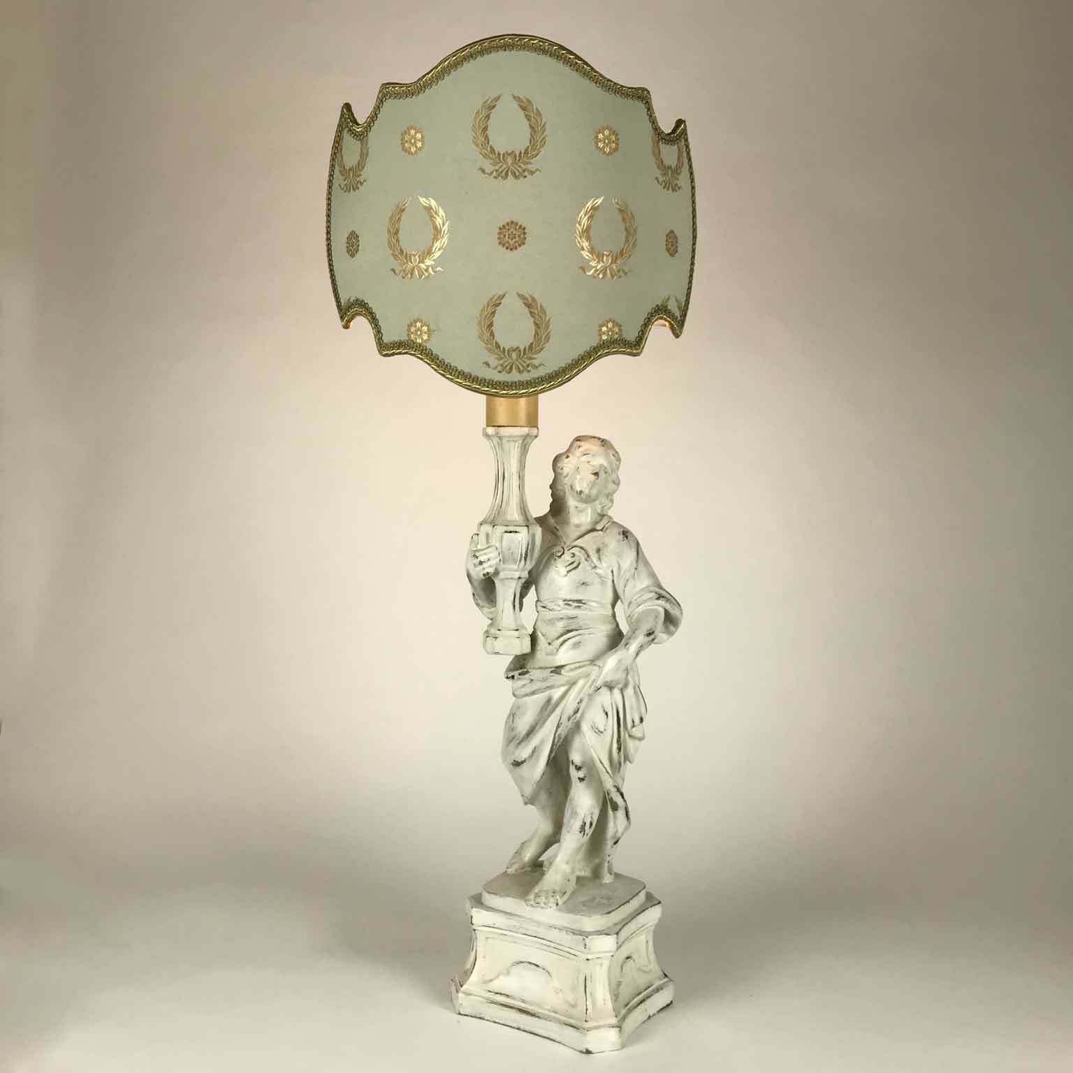 Angelo Living Room Lamp In Carved And White Lacquered Wood photo furniture