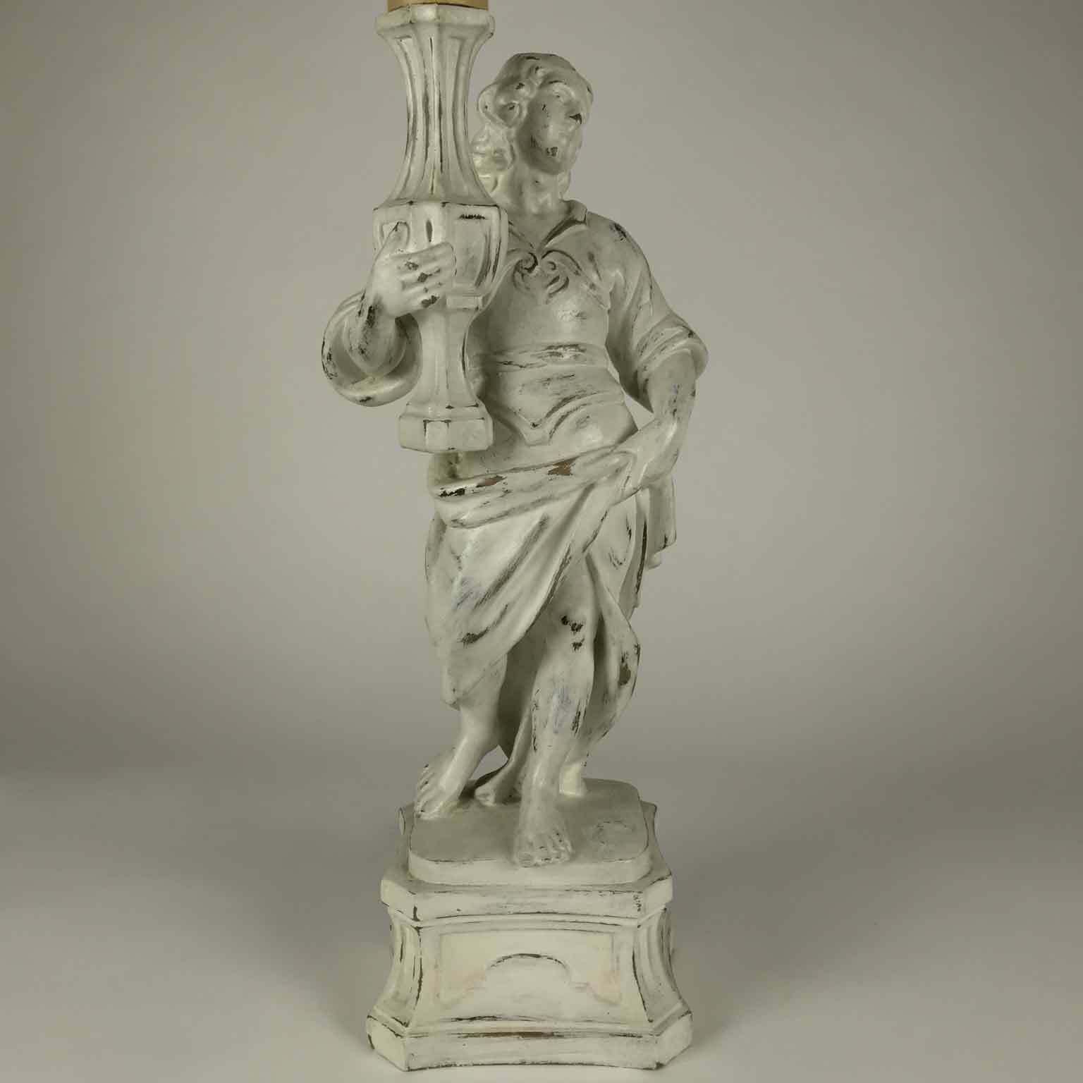 Angelo Living Room Lamp In Carved And White Lacquered Wood photo vintage