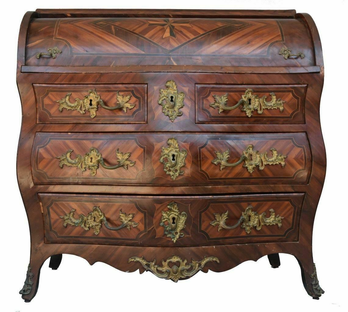 Scriban Chest With Louis XV Period Cylinder In Marquetry
