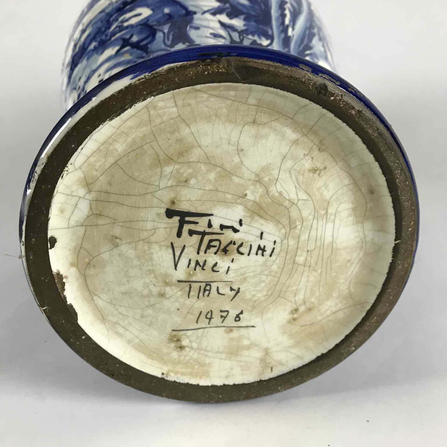 White Blue Ceramic Vase Taccini Family Vinci 1976 photo 725.0