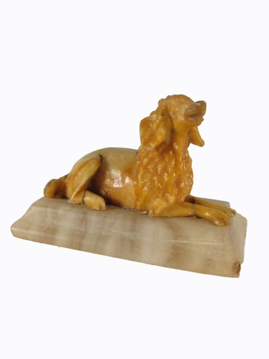 Breton Epagneul Sculpture In Carved Alabaster