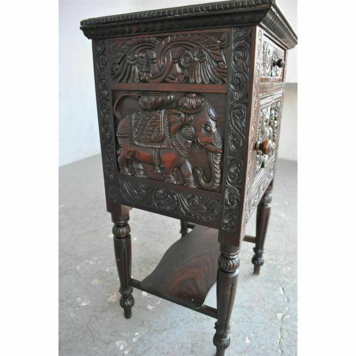 Very Richly Carved Indian Bedside Table From The 19th Century photo 1929.0
