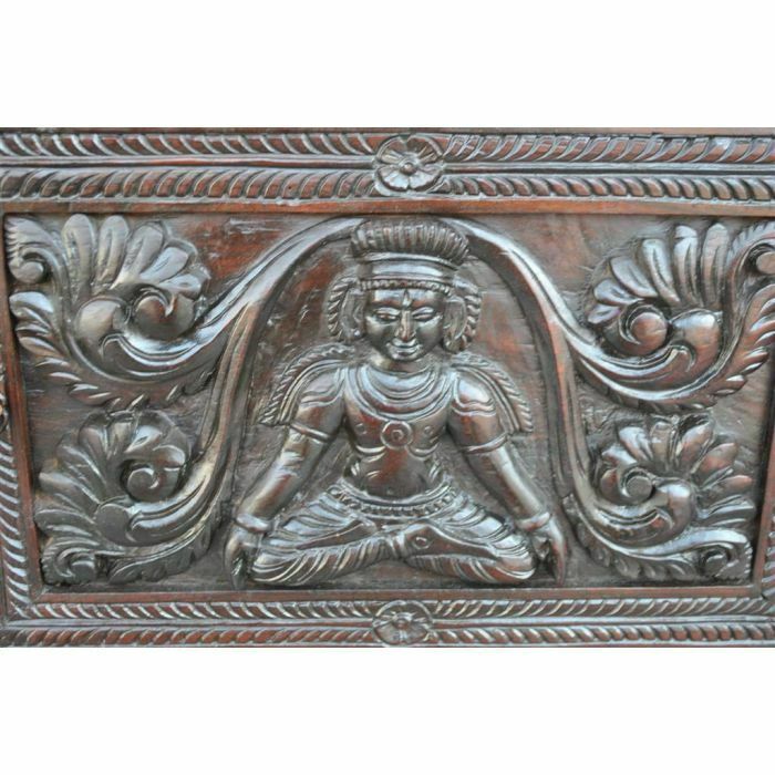 photo furniture Very Richly Carved Indian Bedside Table From The 19th Century