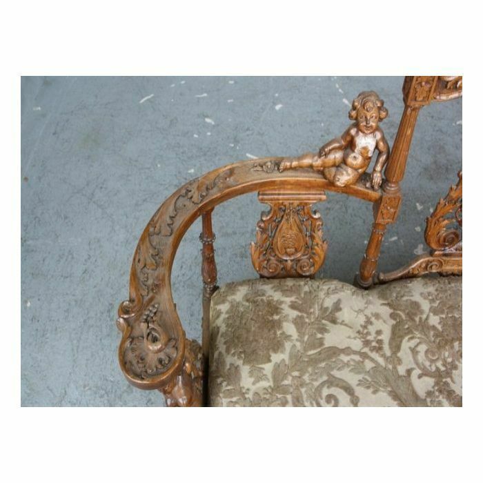 Carved Wooden Bench With Putti, 19th Century photo buy