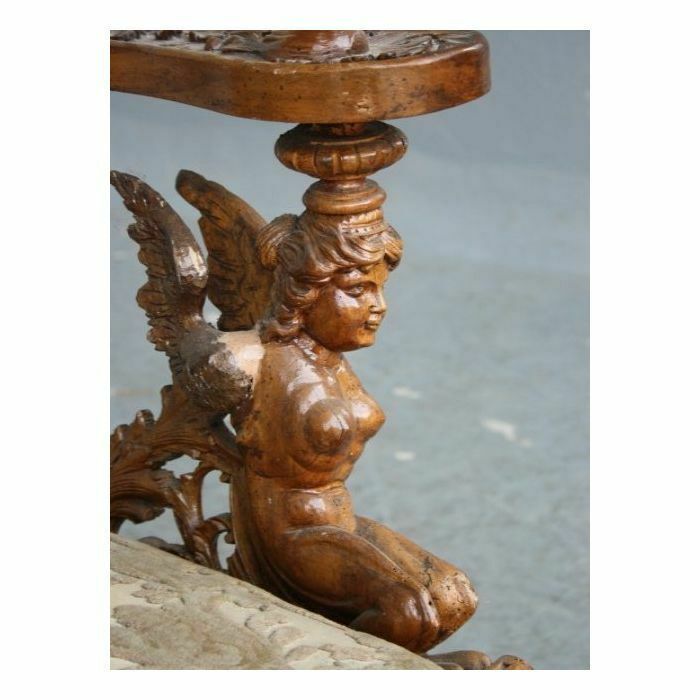 photo vinterior Carved Wooden Bench With Putti, 19th Century
