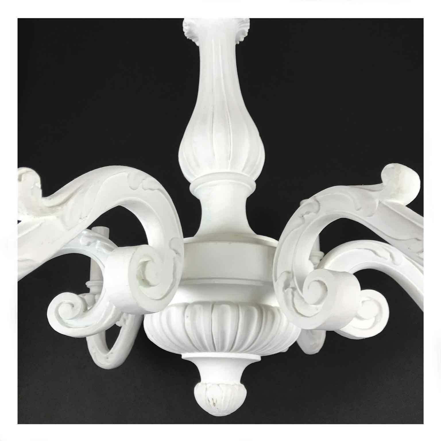 Antique Chandelier In White Lacquered Wood photo furniture