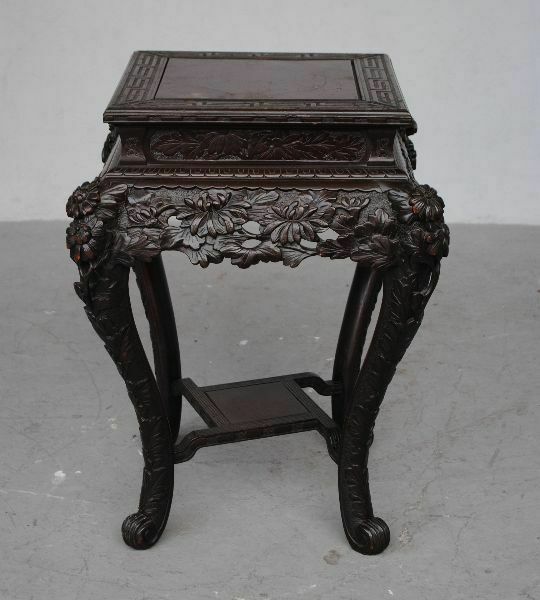 Indochinese Carved Lacquered Wood Stand 1900 photo furniture