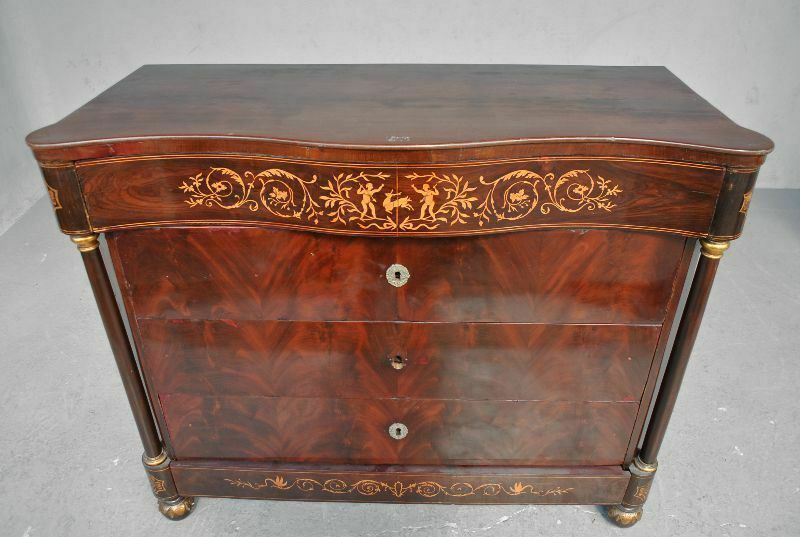 19th Century Flamed Mahogany Inlaid Chest Of Drawers photo Furniture