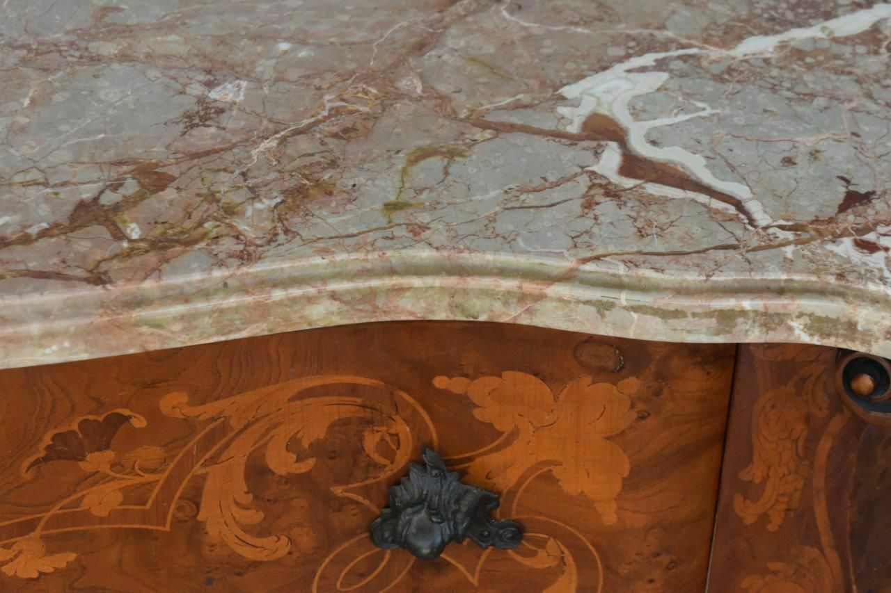Inlaid Chest Of Drawers Decorated With Arabesques Of Flowers And Birds, 19th Century photo for sale