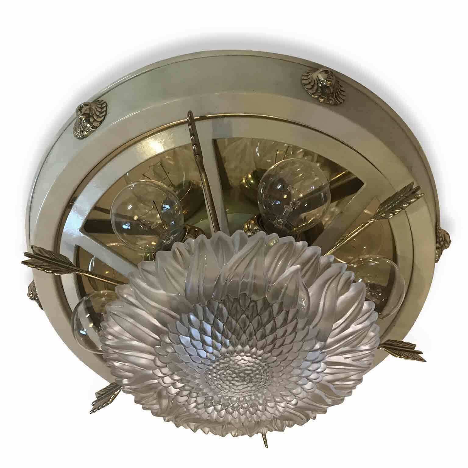 Ceiling Light Lacquered With Brass And Crystal photo furniture