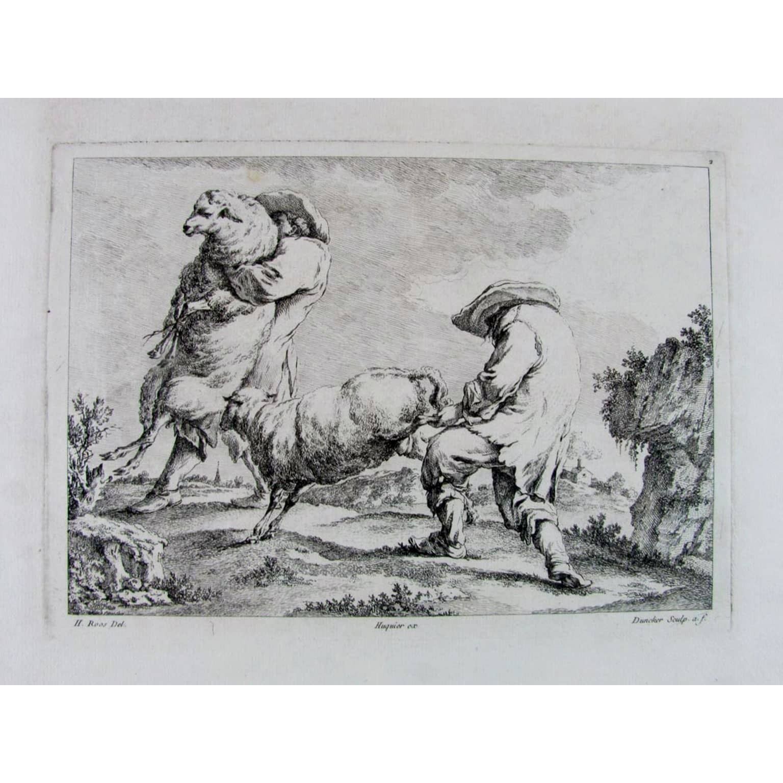 Gabriel Huquier 1695 1772 Antique Flemish Print Of Rural Scene