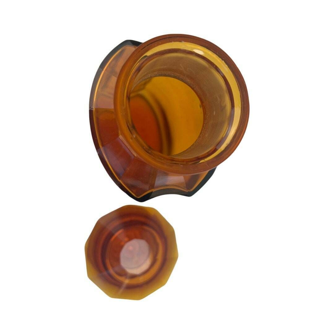 Vintage Amber Apothecary Alumen Ust Jar With Lid/Old Medicine Bottle/Original Brown Glass Chemist Jar/Pharmacy Bottle/Chemists Display photo vinterior