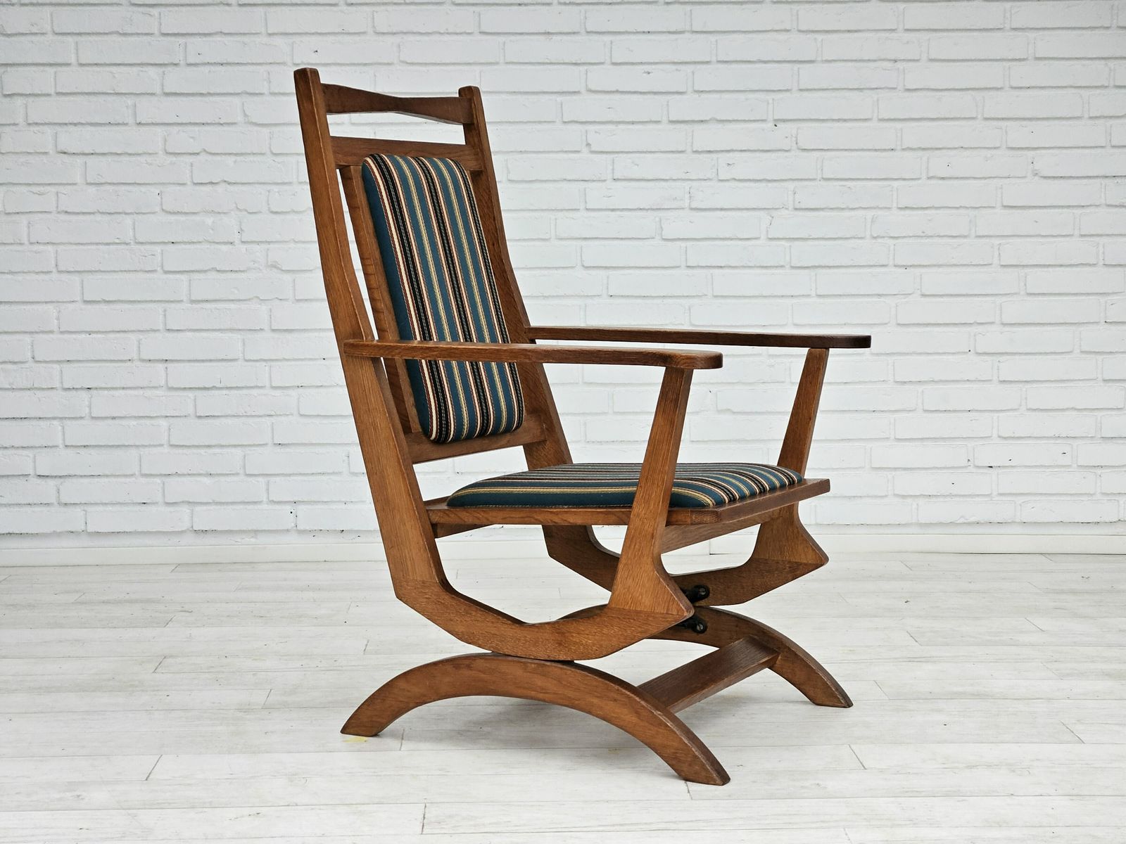 1950 60s, Danish Highback Rocking Chair In Original Very Good Condition. photo furniture
