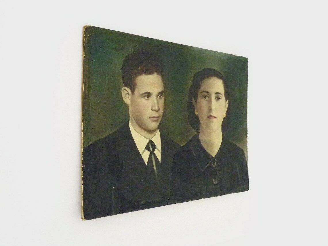 Colorized Photographic Portraits On Wooden Support photo vinterior