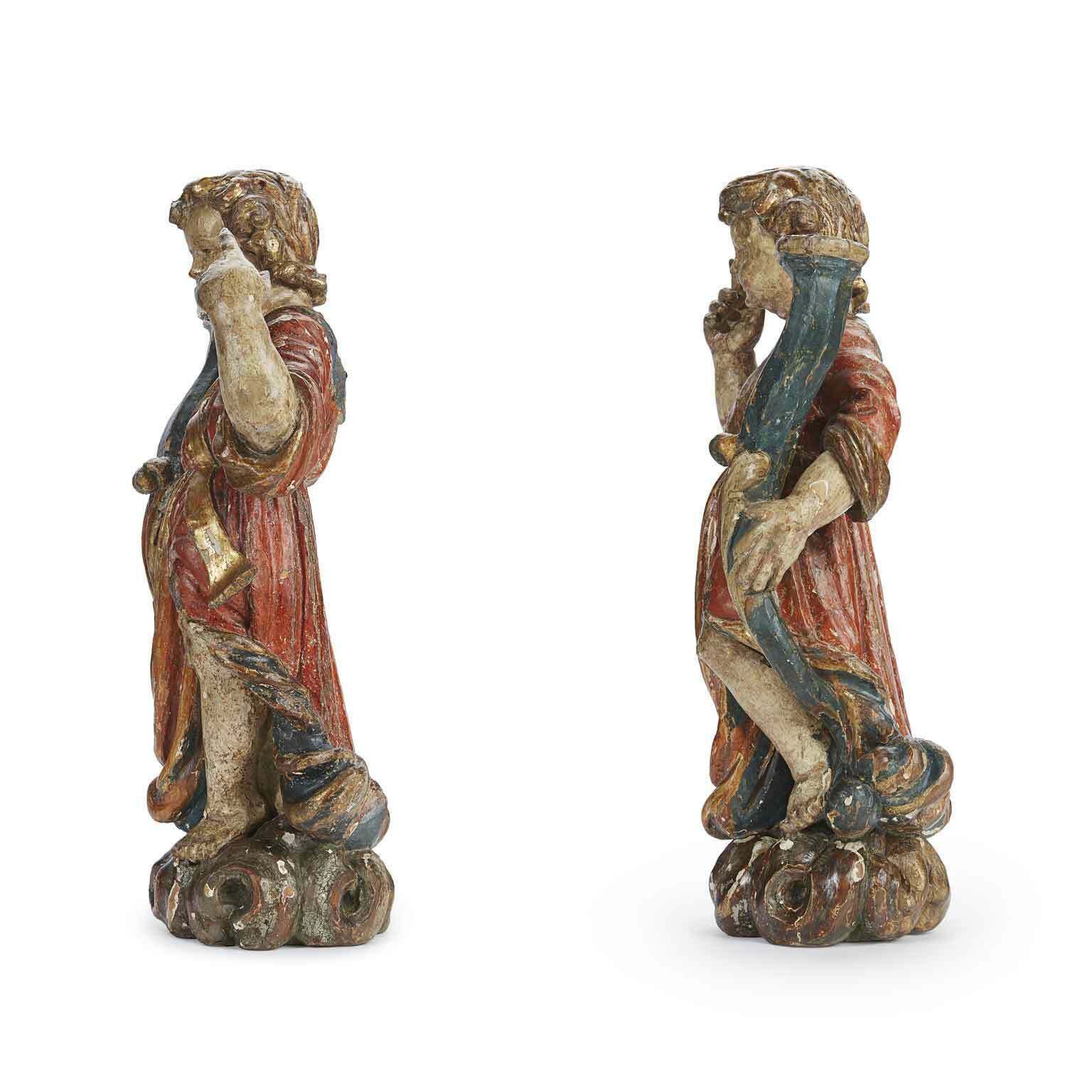 Pair Of Sculpted Lacquered And Gilded Candle Holder Angels 1600 photo Home Decor