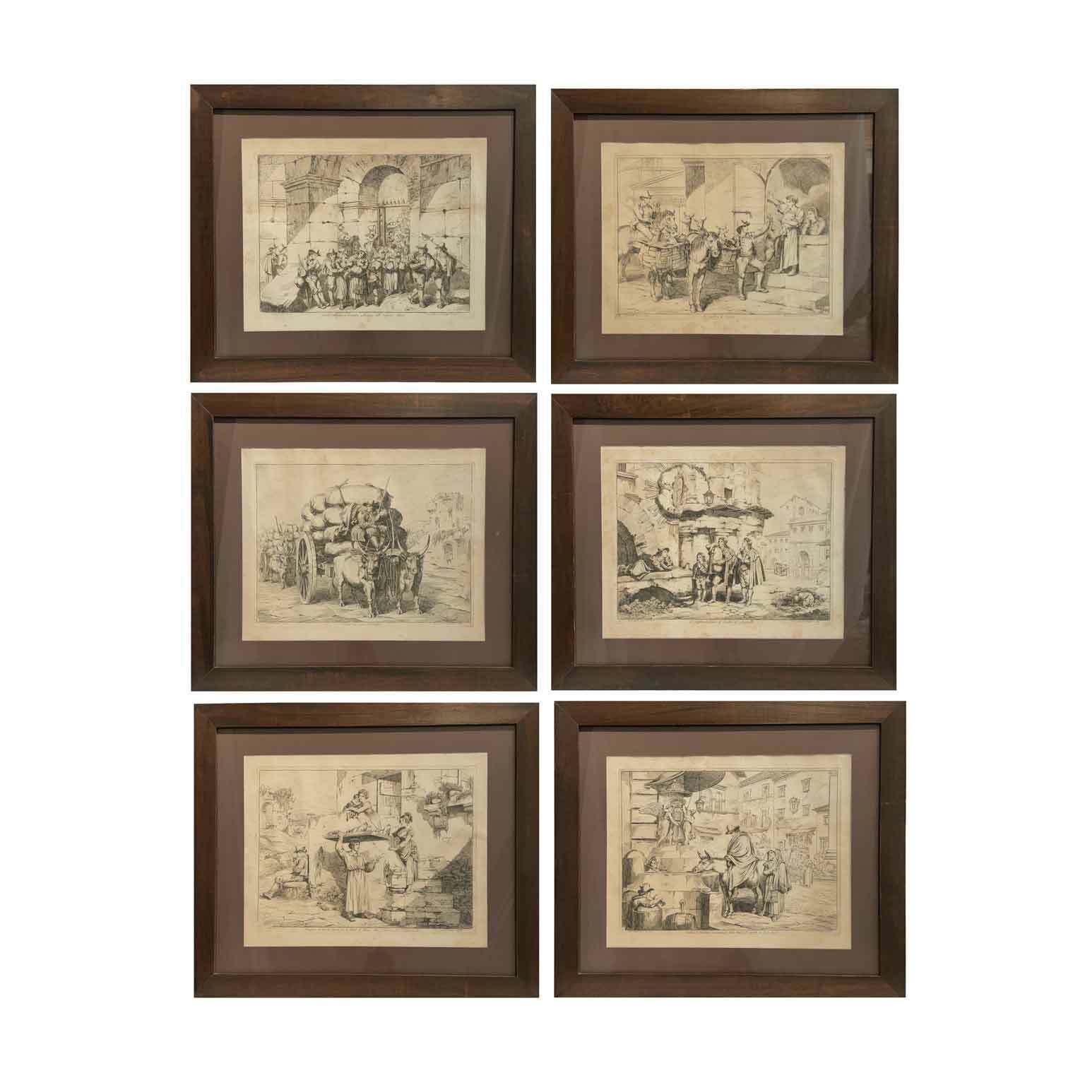 Pinelli Bartolomeo Sei Stampe 1831 Etchings With Popular Costumes