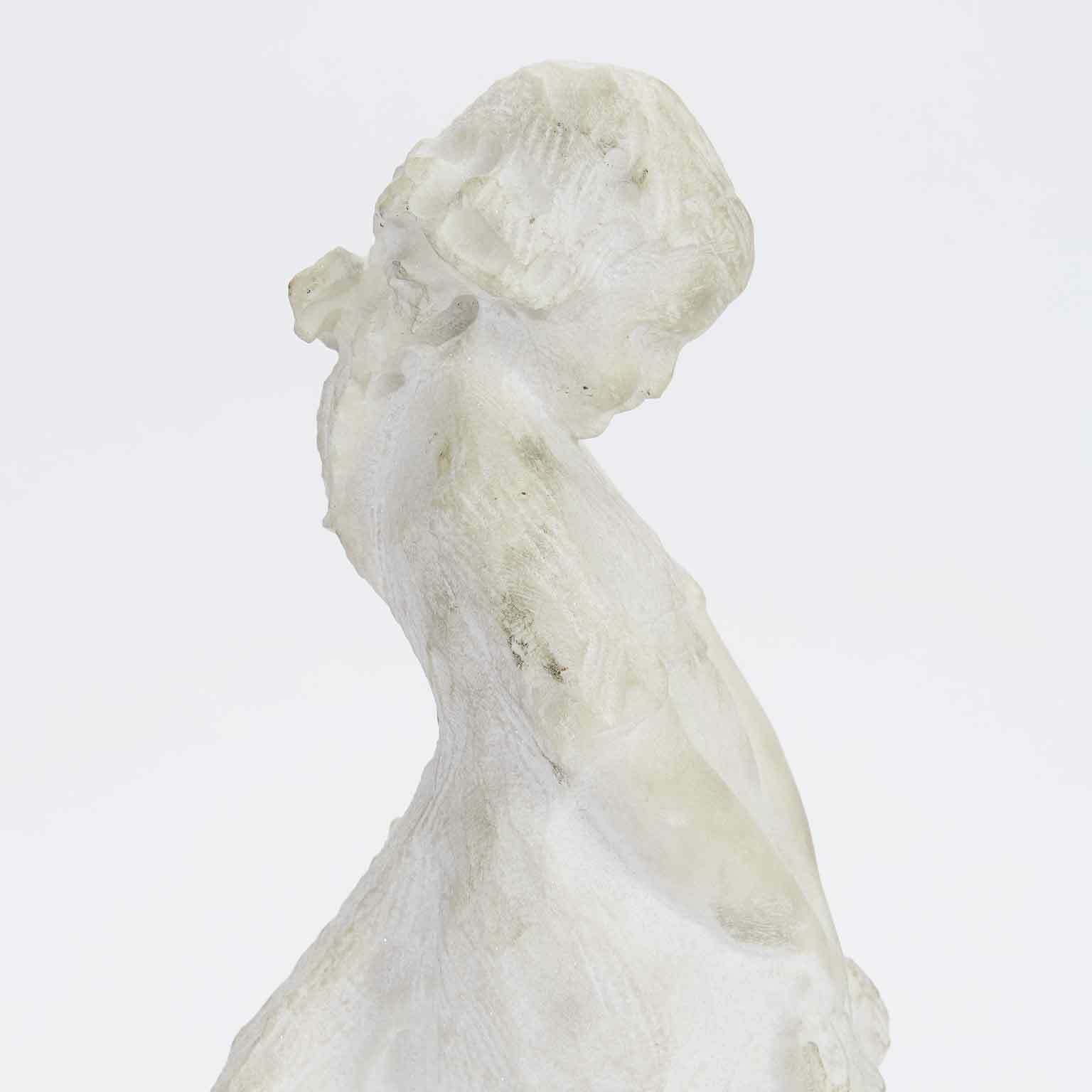 Take Attilio Sculpture Of A Little Girl In Marble photo vintage