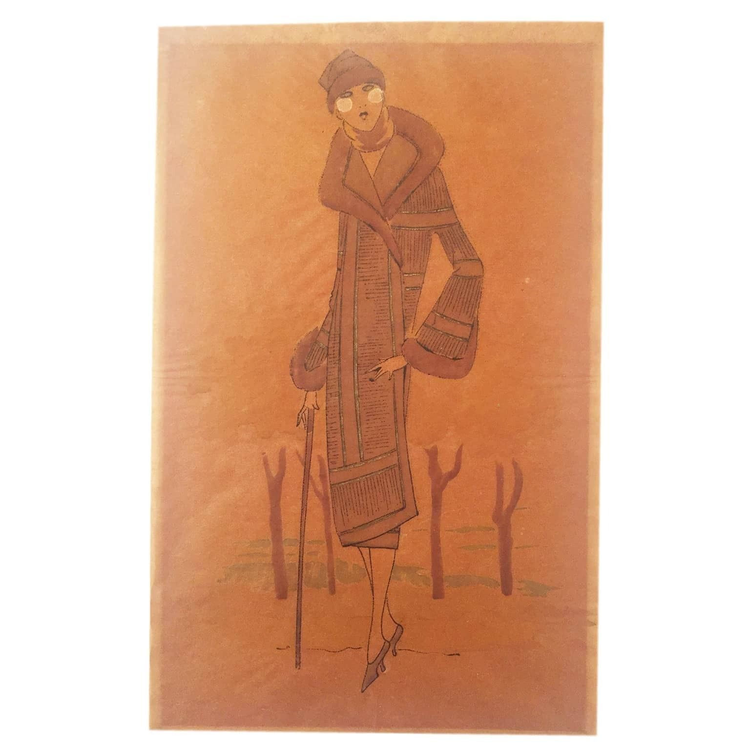 Fashion Sketch From The Early 1900s photo furniture