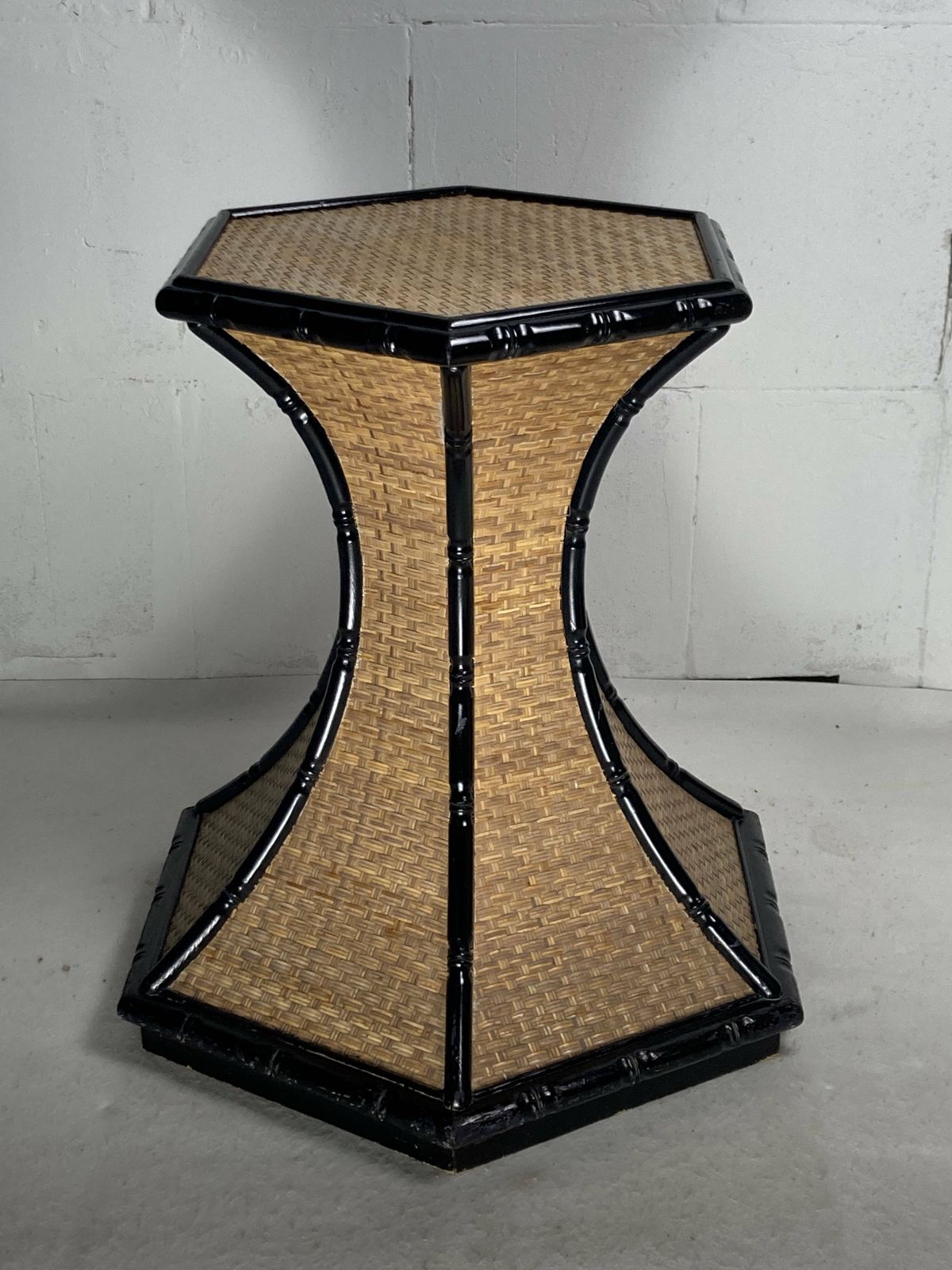Coastal Palm Regency Rattan Bamboo Side Table Or Dining Table Base France 1970s photo furniture