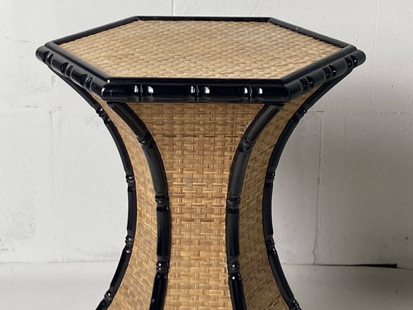 photo furniture Coastal Palm Regency Rattan Bamboo Side Table Or Dining Table Base France 1970s