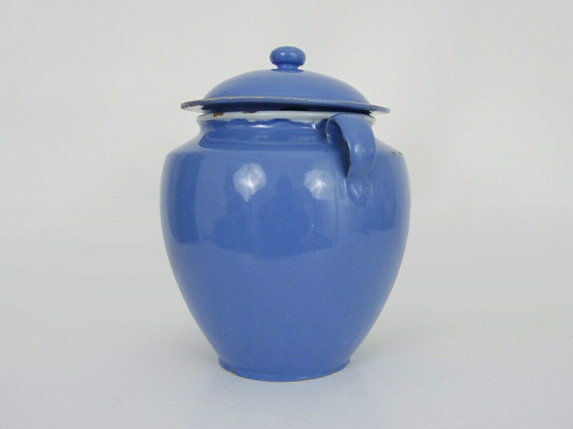 Rare Glazed Blue Confit Pot, South West Of France. Storage Jar. 19th Century Pyrenees photo Home Decor