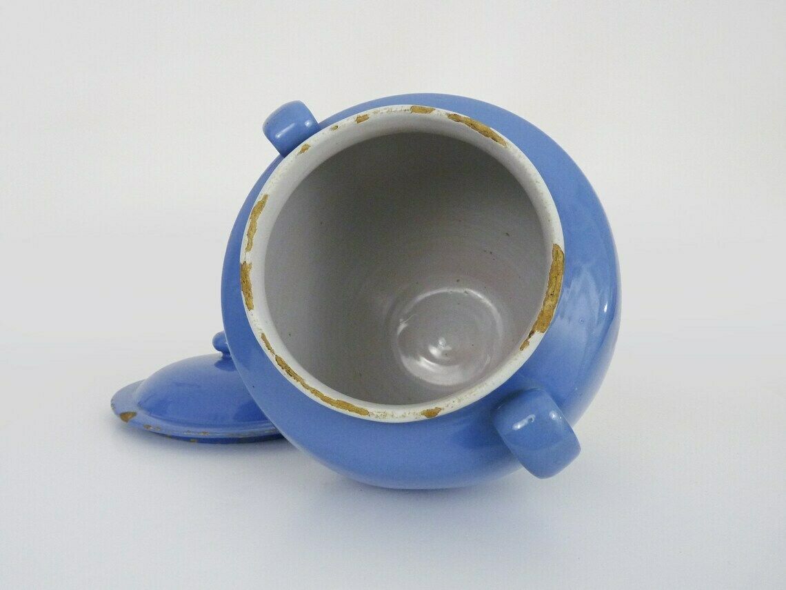 Rare Glazed Blue Confit Pot, South West Of France. Storage Jar. 19th Century Pyrenees photo buy