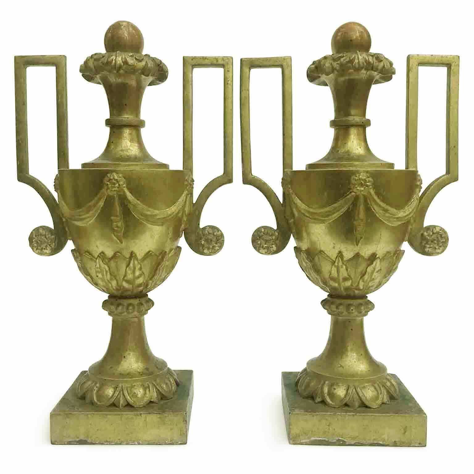 Pair Of Large Empire Vases With Golden Handles photo furniture