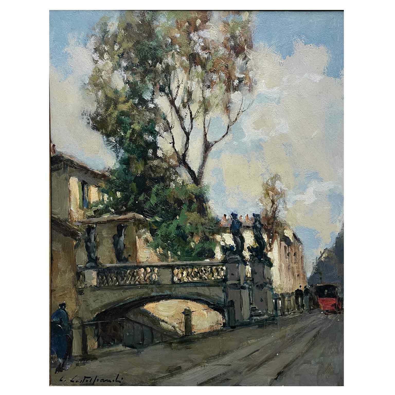 Cirano Castelfranchi View Of The Naviglio Of Via San Damiano 1952