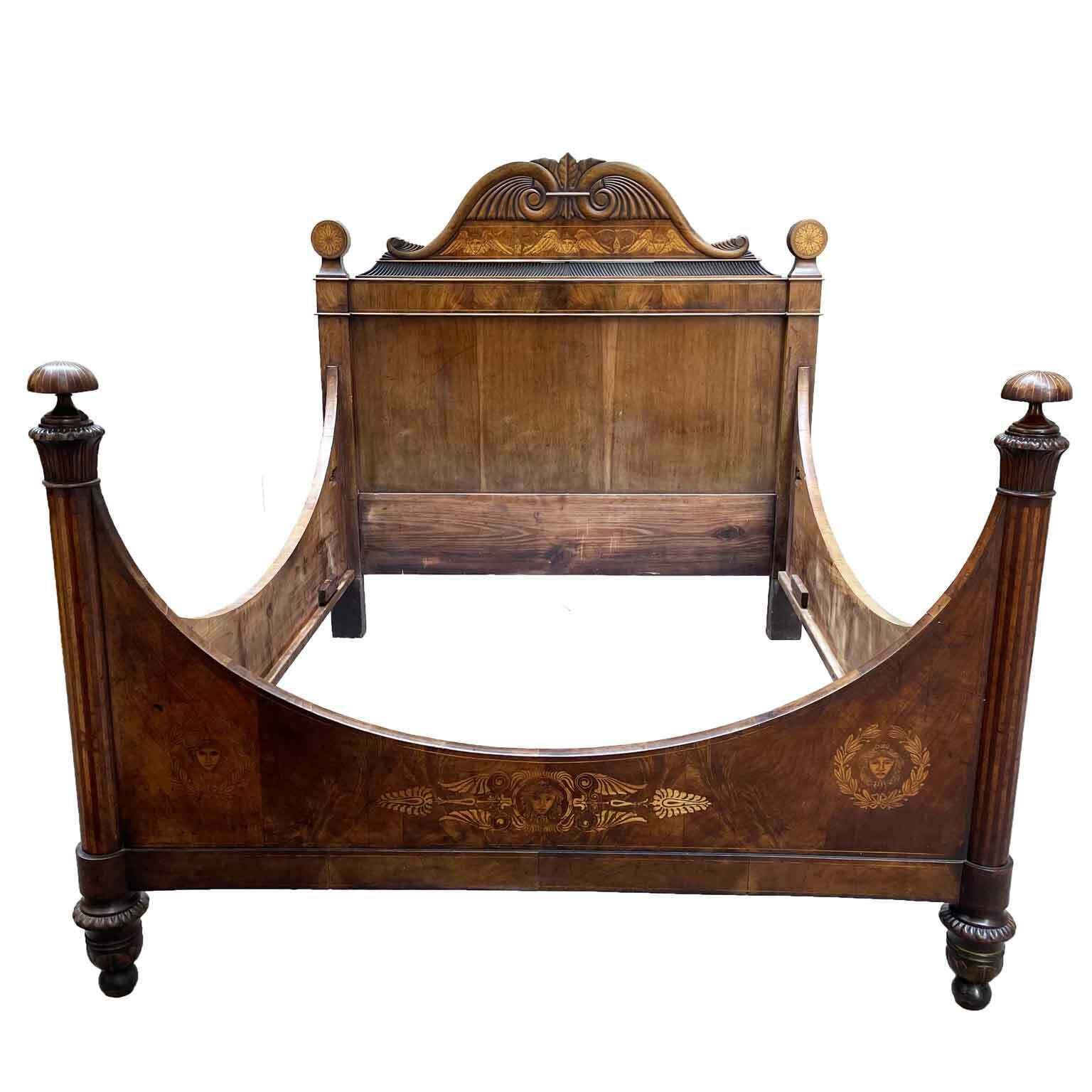 Antique Double Bed In Walnut From The First Half Of The 19th Century photo furniture