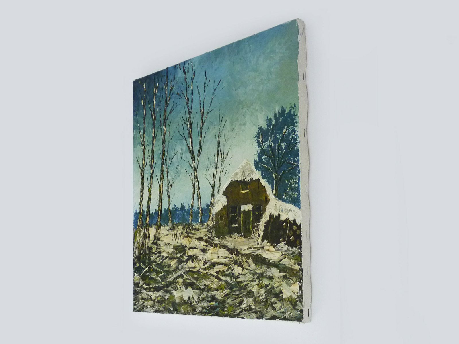 Huile sur toile, village de Jan Van Dooren, paysage d'hiver, signée photo vinterior