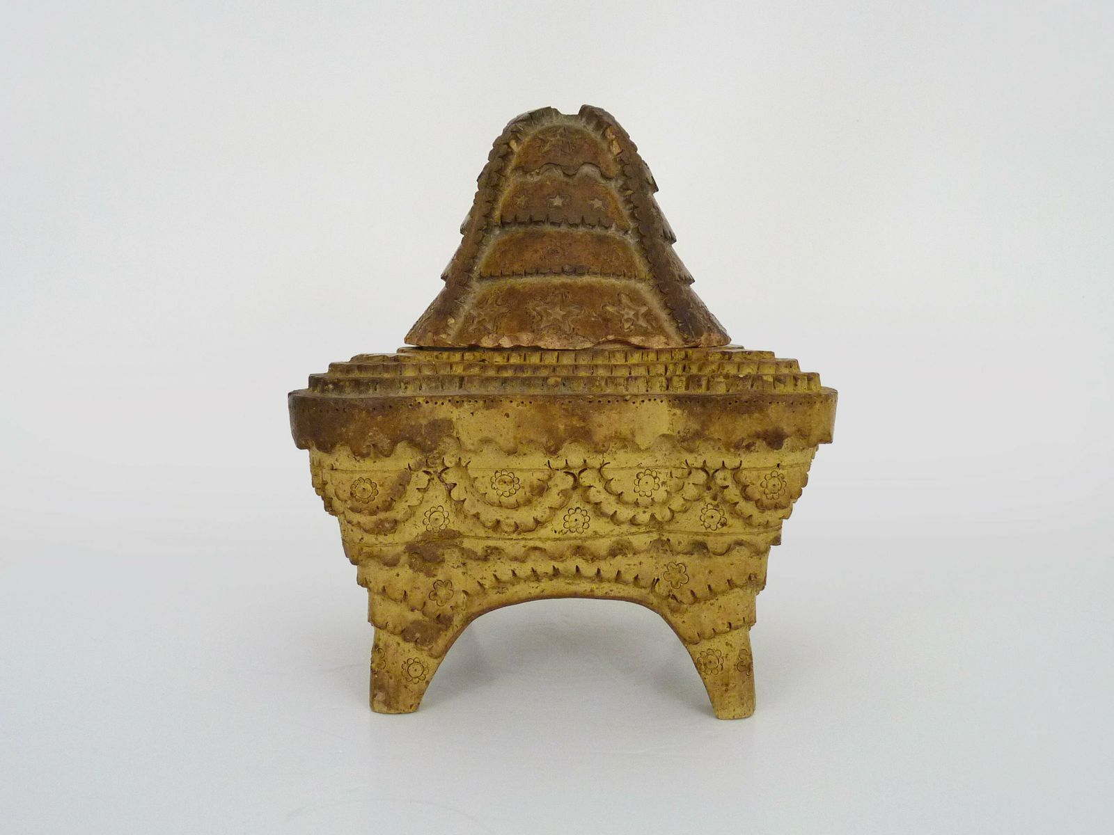 Pot d'offrande de temple en stéatite sculptée, pot à onguent, Thaïlande, Birmanie photo for sale