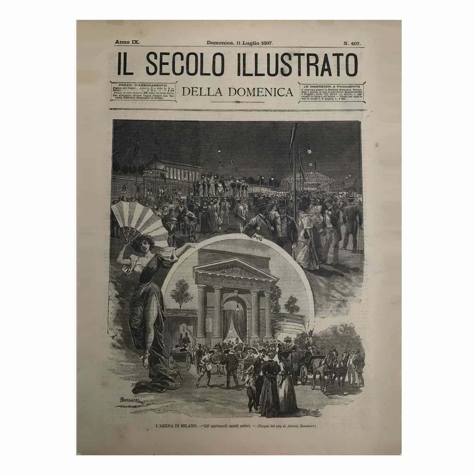 Antique Print Of The Arena Of Milan In 1897