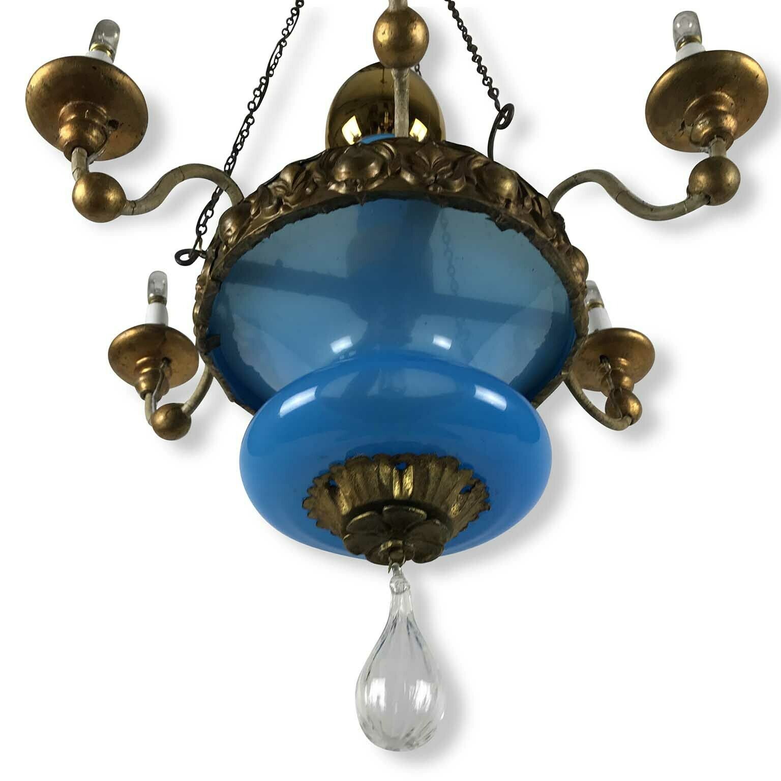 Turquoise And Golden Chandelier Lucca 19th Century photo buy