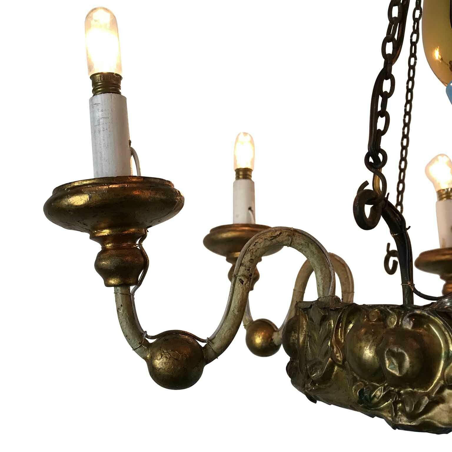 Turquoise And Golden Chandelier Lucca 19th Century photo vintage