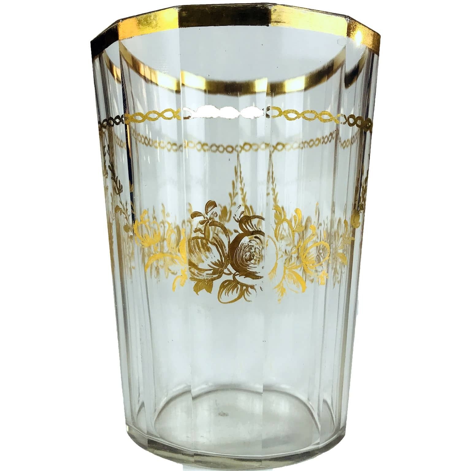 Antique Bohemia Golden Glass Tumbler From 1700 photo furniture