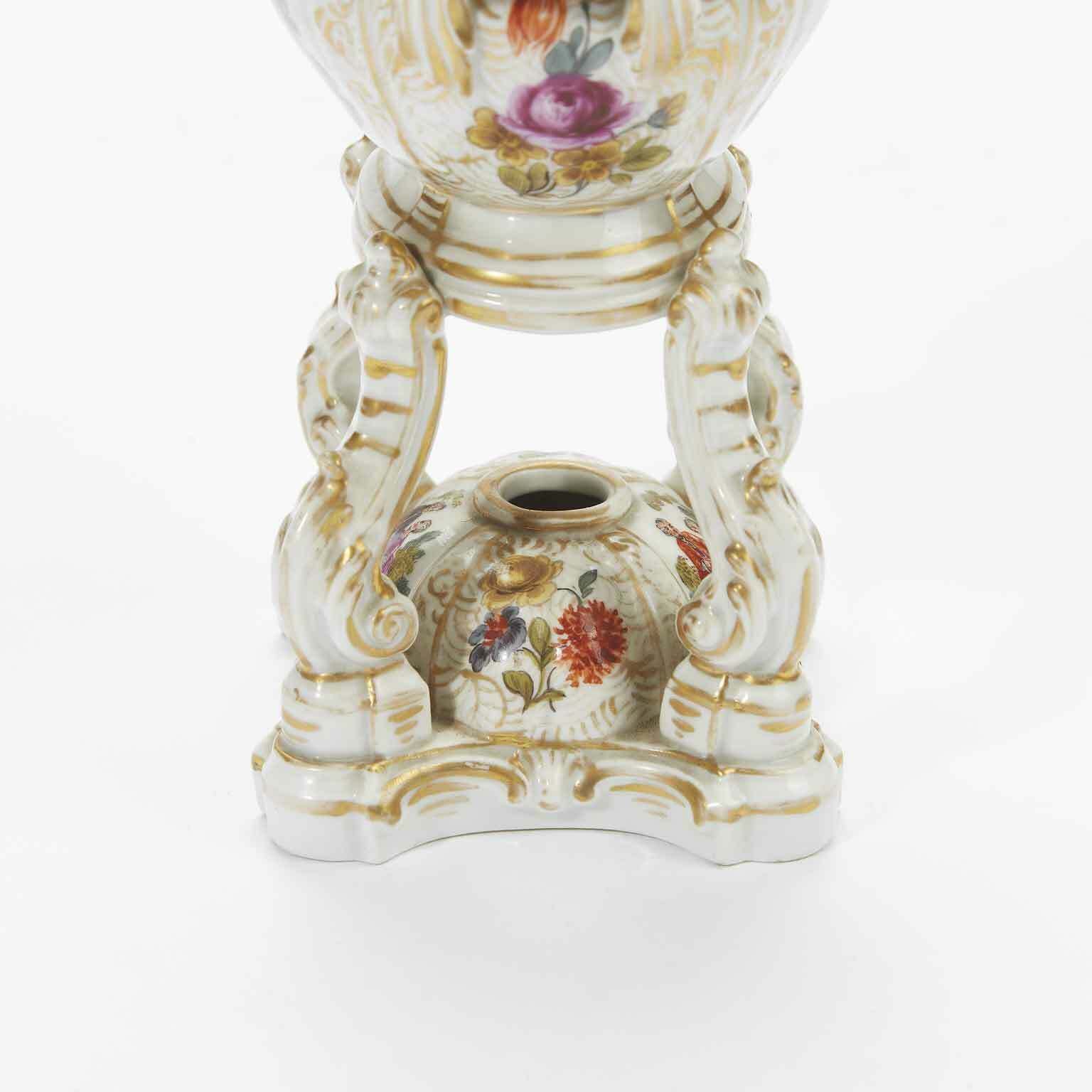 Pair Of Antique German Porcelain Incense Burners From The 1800s photo vintage