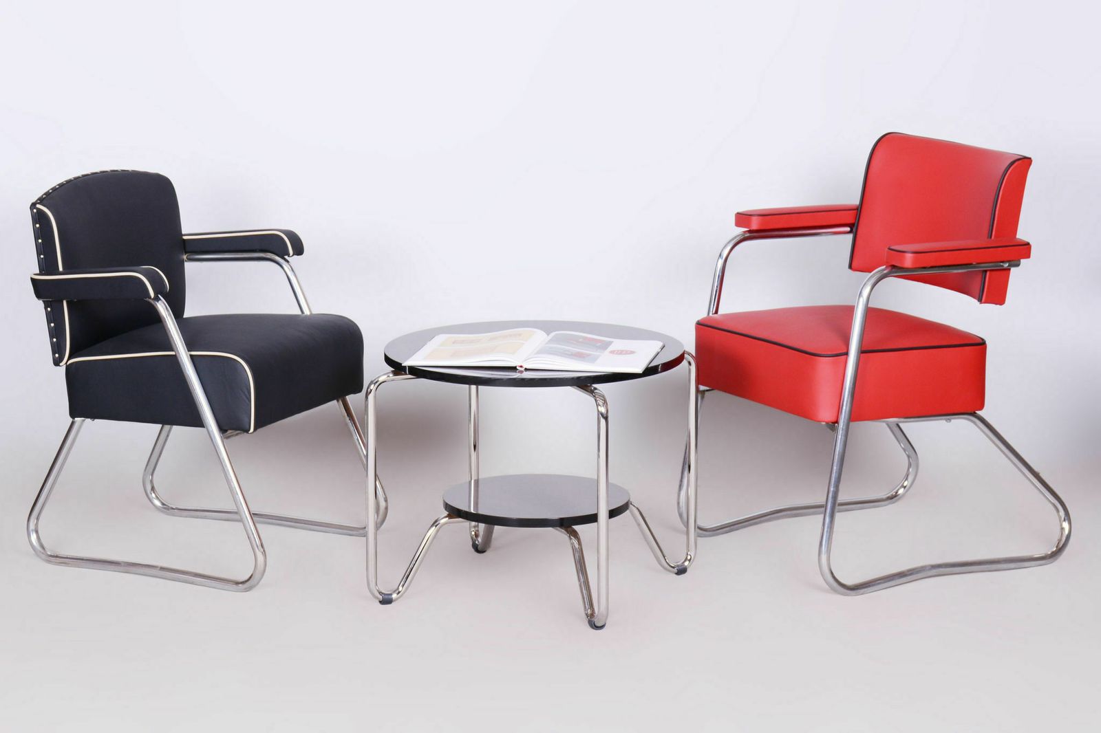 photo for sale Restored Bauhaus Armchair, Mauser, Gilbert Rohde, Chrome, High Quality Leather, Newly Reupholstered ,Germany, 1930s