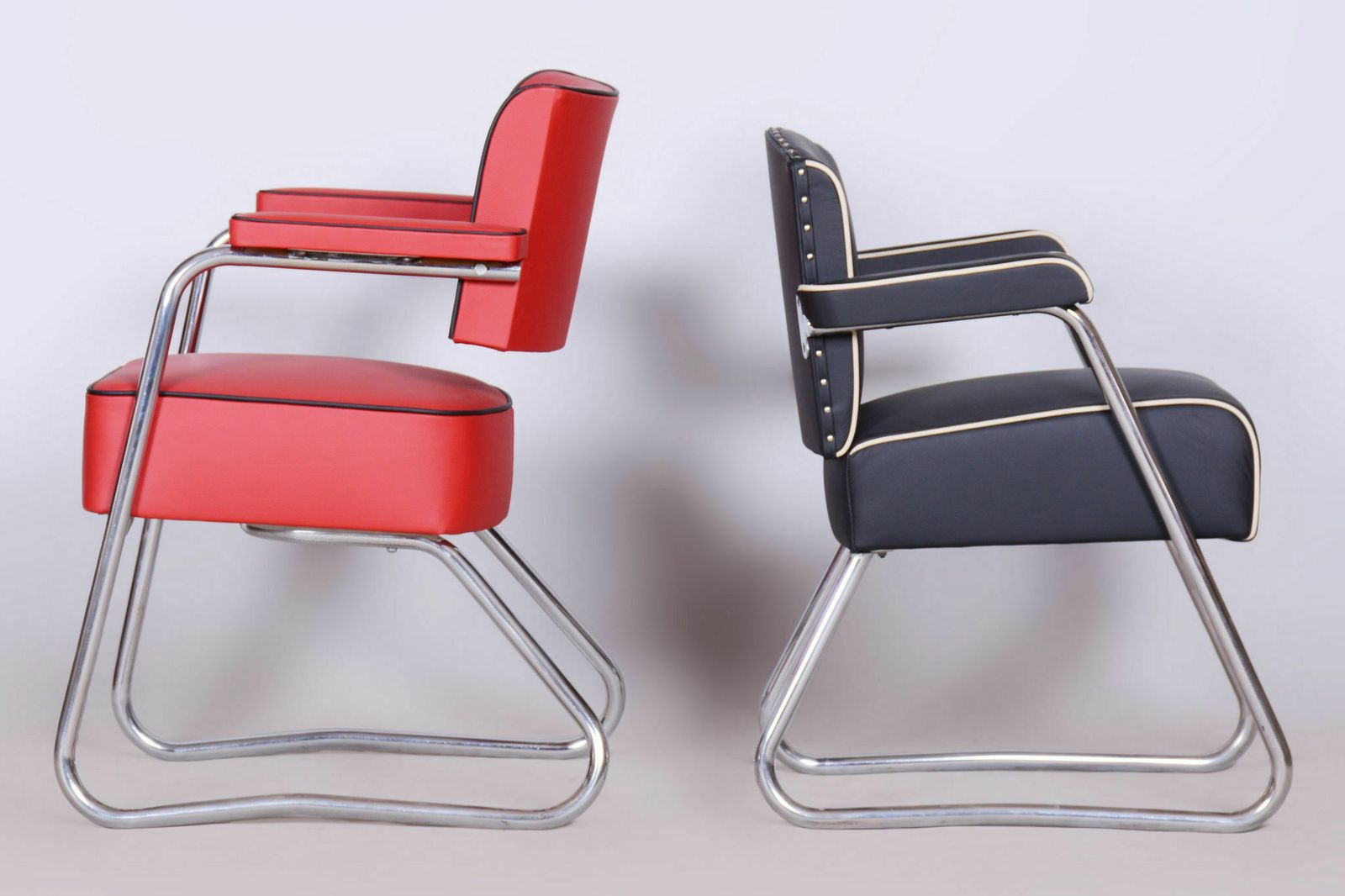 Furniture Restored Bauhaus Armchair, Mauser, Gilbert Rohde, Chrome, High Quality Leather, Newly Reupholstered ,Germany, 1930s photo