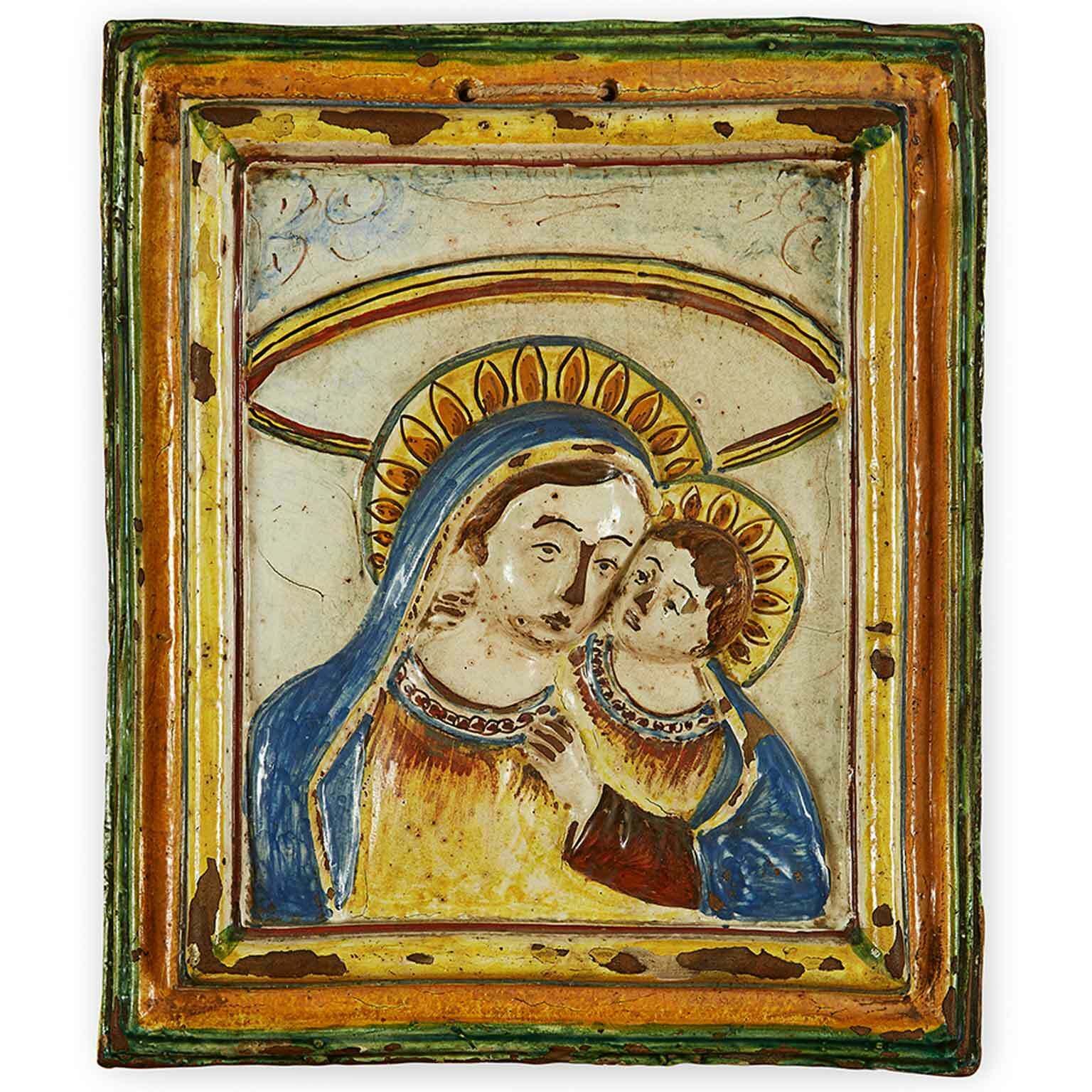 Madonna With Child In Glazed Terracotta 1600