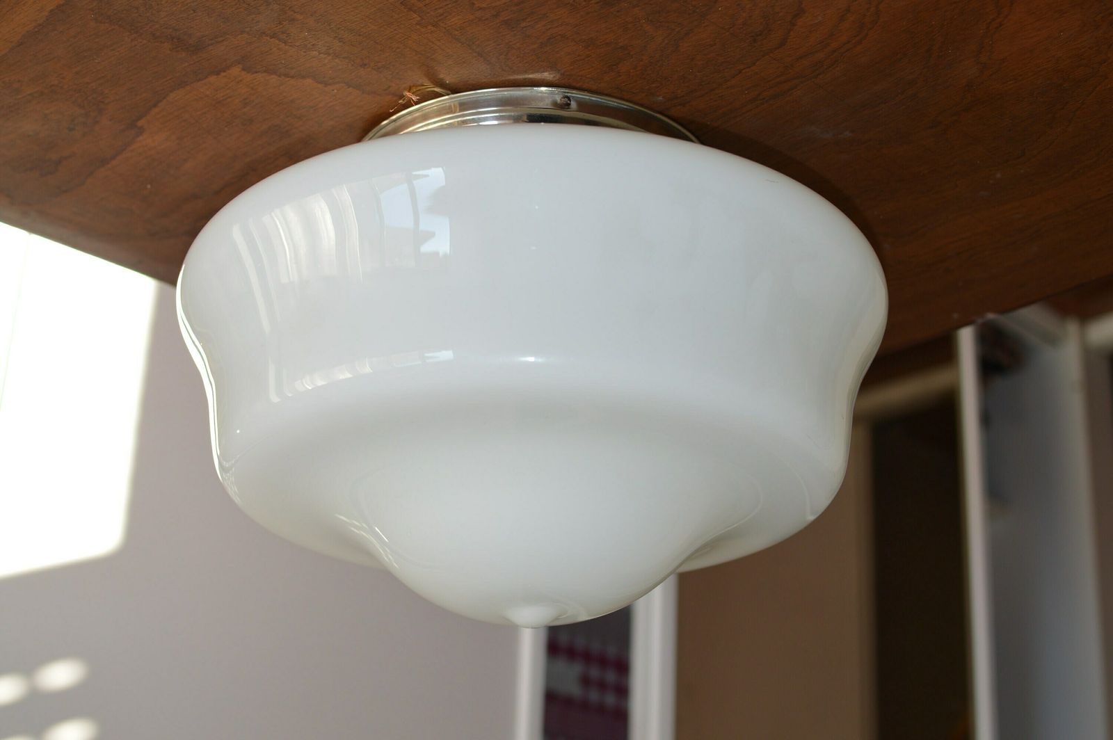 1 Of 10 Art Deco Bauhaus Celiling Lamp. School Art Deco Lamp Opaline Glass photo furniture