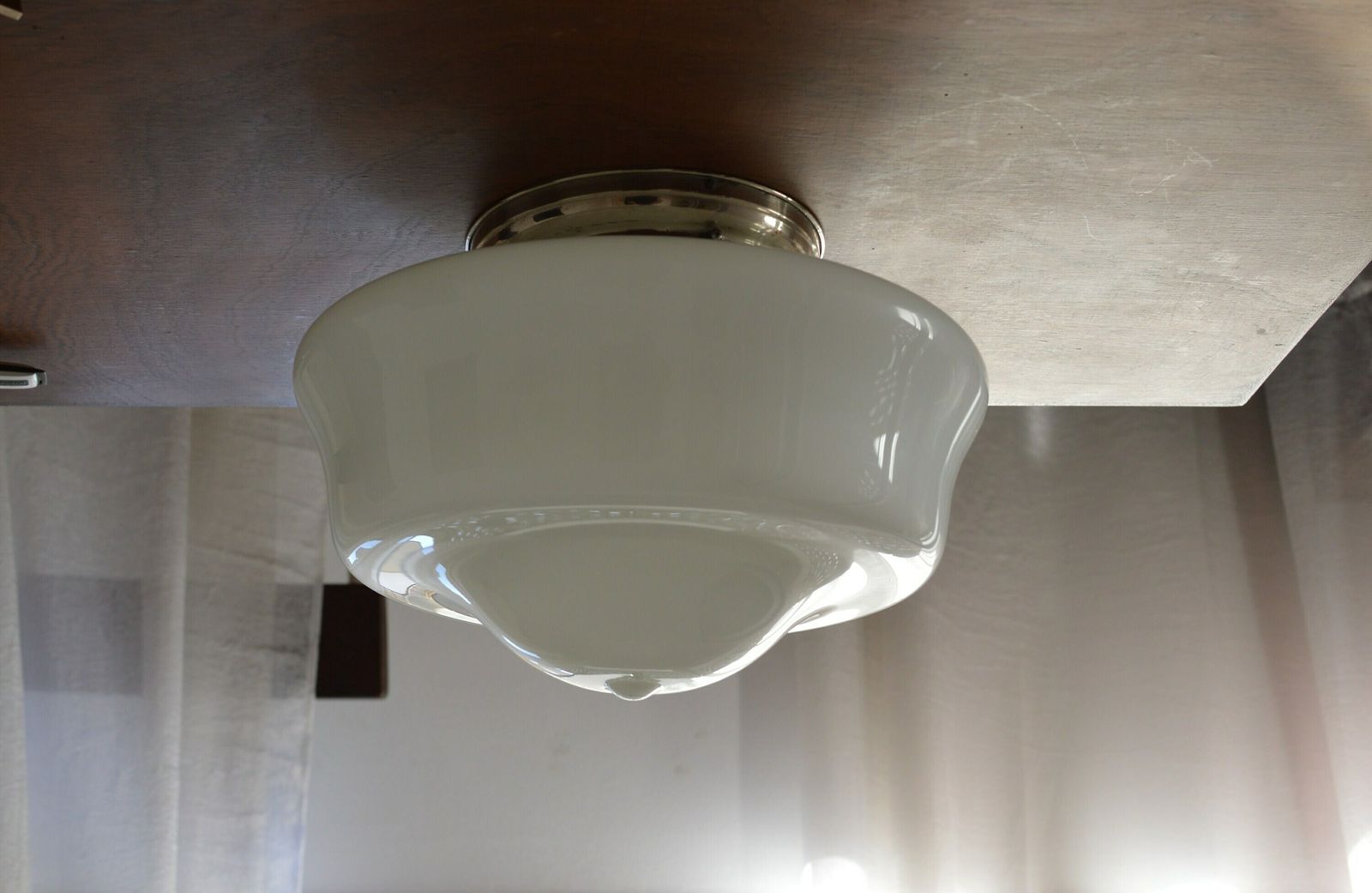 photo for sale 1 Of 10 Art Deco Bauhaus Celiling Lamp. School Art Deco Lamp Opaline Glass